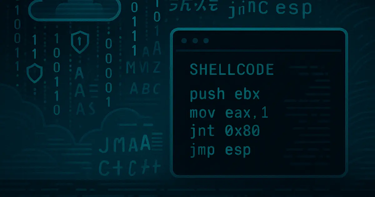 Illustration showing byte range from \x00 to \x01, with shellcode in hex